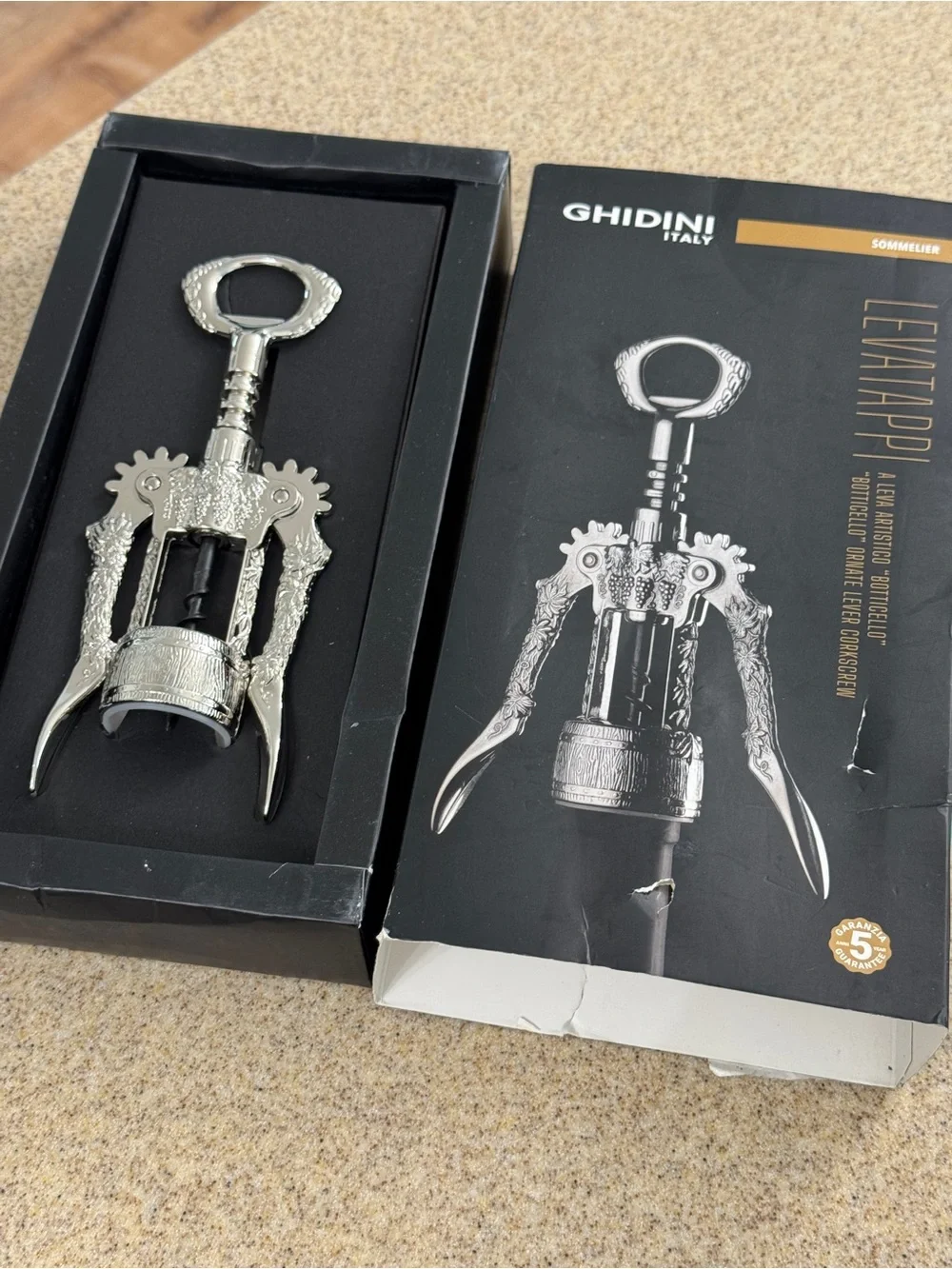 Ghidini Italy Wine Bottle Corkscrew Opener Sommelier NEW Antique Vintage Style